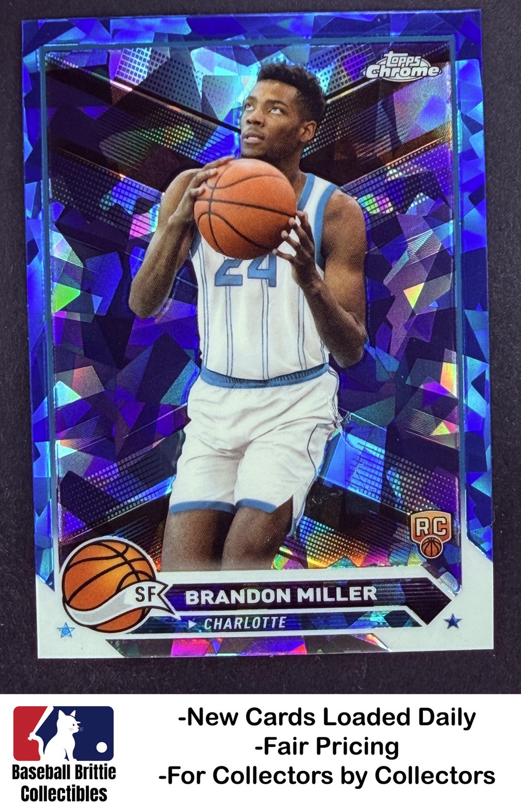 2023-24 Topps Chrome Sapphire #127 Brandon Miller RC Rookie Charlotte Hornets