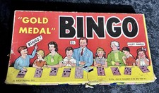 Vintage 1936 Gold Medal Bingo Game Near Complete Set w Box Cards All s Markers
