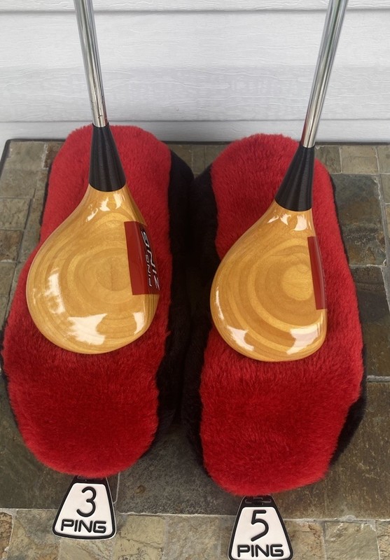3 & 5 Ping Zing Natural Maple Laminate Woods w/Head Covers- Collector Clubs Mint