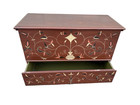 67230 Rustic Primitive Hamd Painted  Blanket Storage Chest with Drawer — photo 4