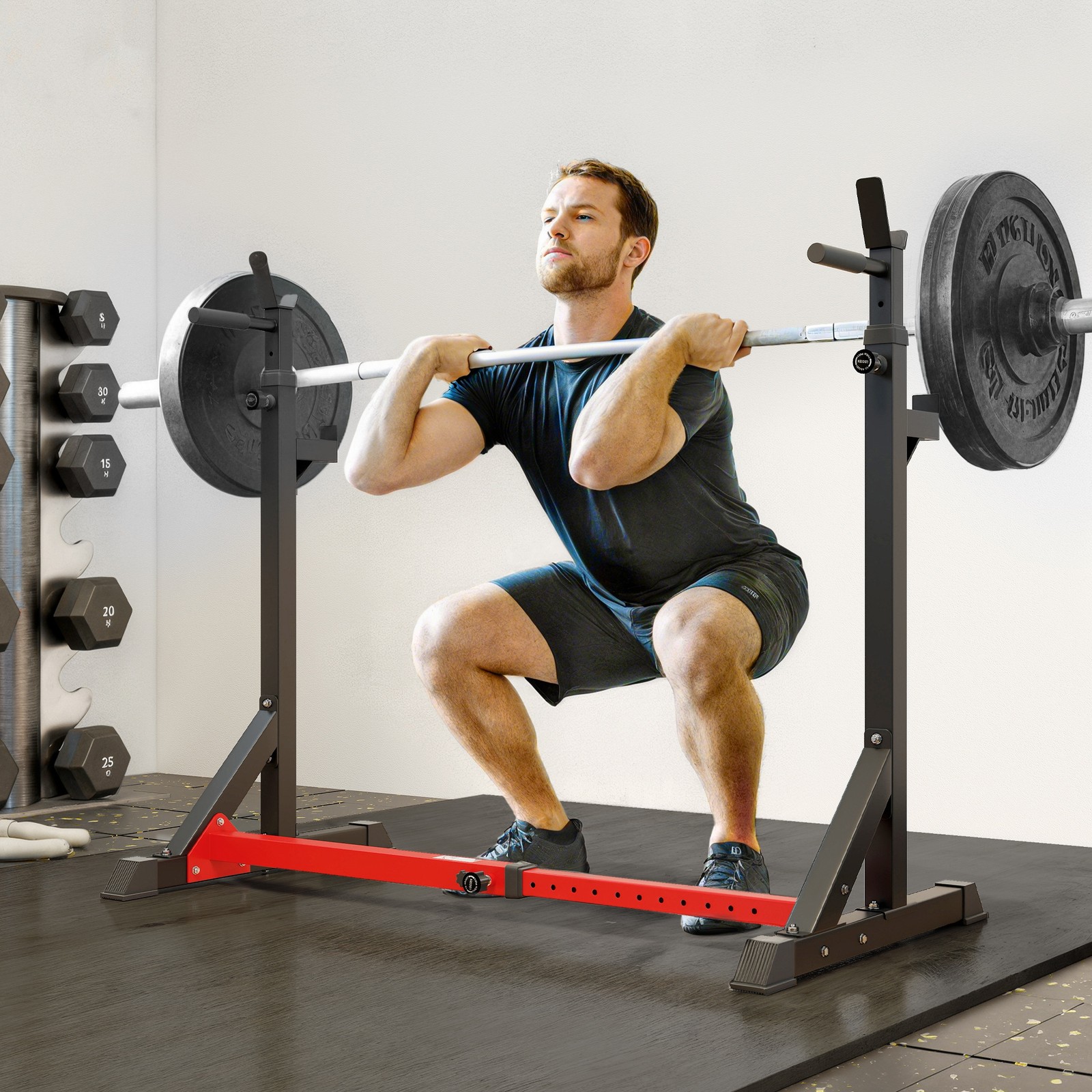 HOMCOM Hantelständer Höhenverstellbar Langhantelablage mit Gummi-Fußkappen