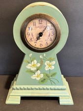 Vintage Cottage Core Wooden Mantel Clock Hand...