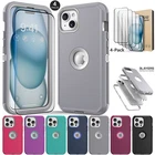 For iPhone 15 Heavy Duty Phone Case Rugged Hybrid Hard Cover / Screen Protector