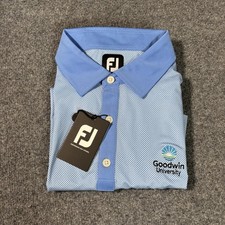 FootJoy Polo Shirt Mens Large NWT Blue Check FJ Golf Performance Stretch Goodwin