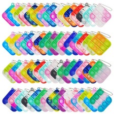 Mini Pop Bubble Fidget Toys - 120 Pcs Silicone Keychain Party Favors Prizes