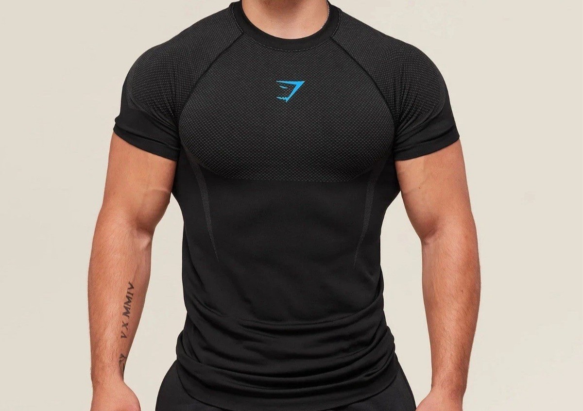 Gymshark Onyx 5.0 Seamless T-Shirt Black/Onyx Blue - Small IN HAND