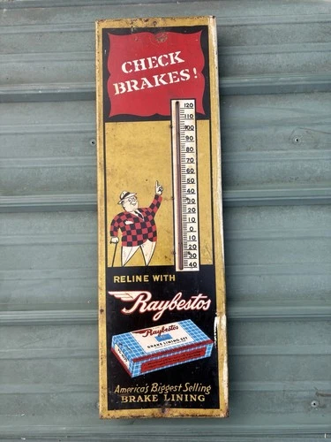 Raybestos Brake Lining Vintage Metal Thermometer Sign