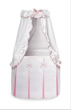 Badger Basket Canopy Bassinet Rocking Baby Cradle W/Mattress Sheet Wheels Draped