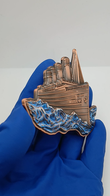 【希少】骨董 海老錠 2万円購入 登録 飯銅式 2025 Titanic Ship Shaped 5 oz .999 Pure Copper Colorized High