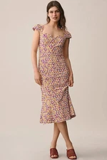 ANTHROPOLOGIE NWT $178 Maeve The Cecily Stretch Sweetheart Midi Dress Size XS