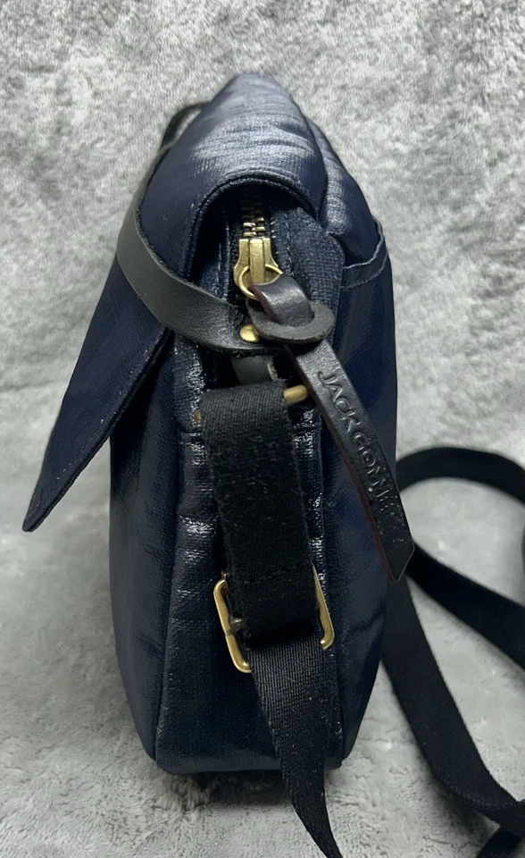 Bolso Bandolera Jack Gomme Paris Azul Lino Recubierto Hecho en Francia | Vendedor de EE. UU. Foto 3 de 4