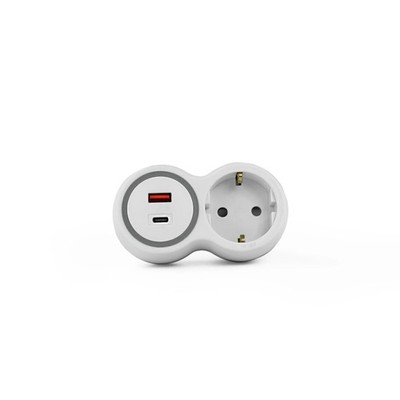 Plastrol x Amslight Kompakter Steckdosenadapter mit 1x Schuko, 1x USB-A, 1x USB-