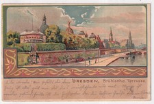 LITHO   DRESDEN    Brühlsche Terrasse        1902