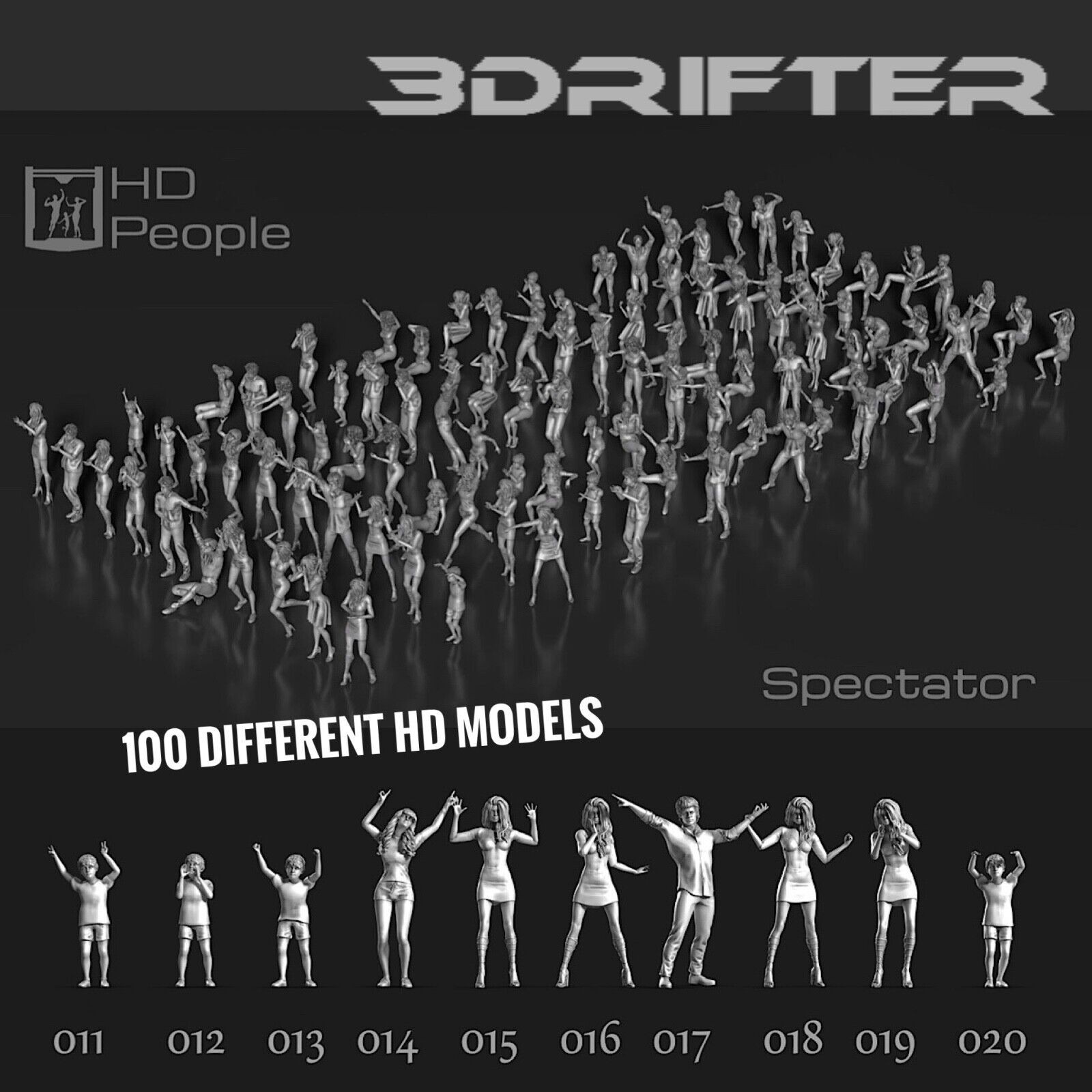 Figure Di Spettatori Miniature Folla Diorama Modellismo Stampa 3D 1:43 1/43
