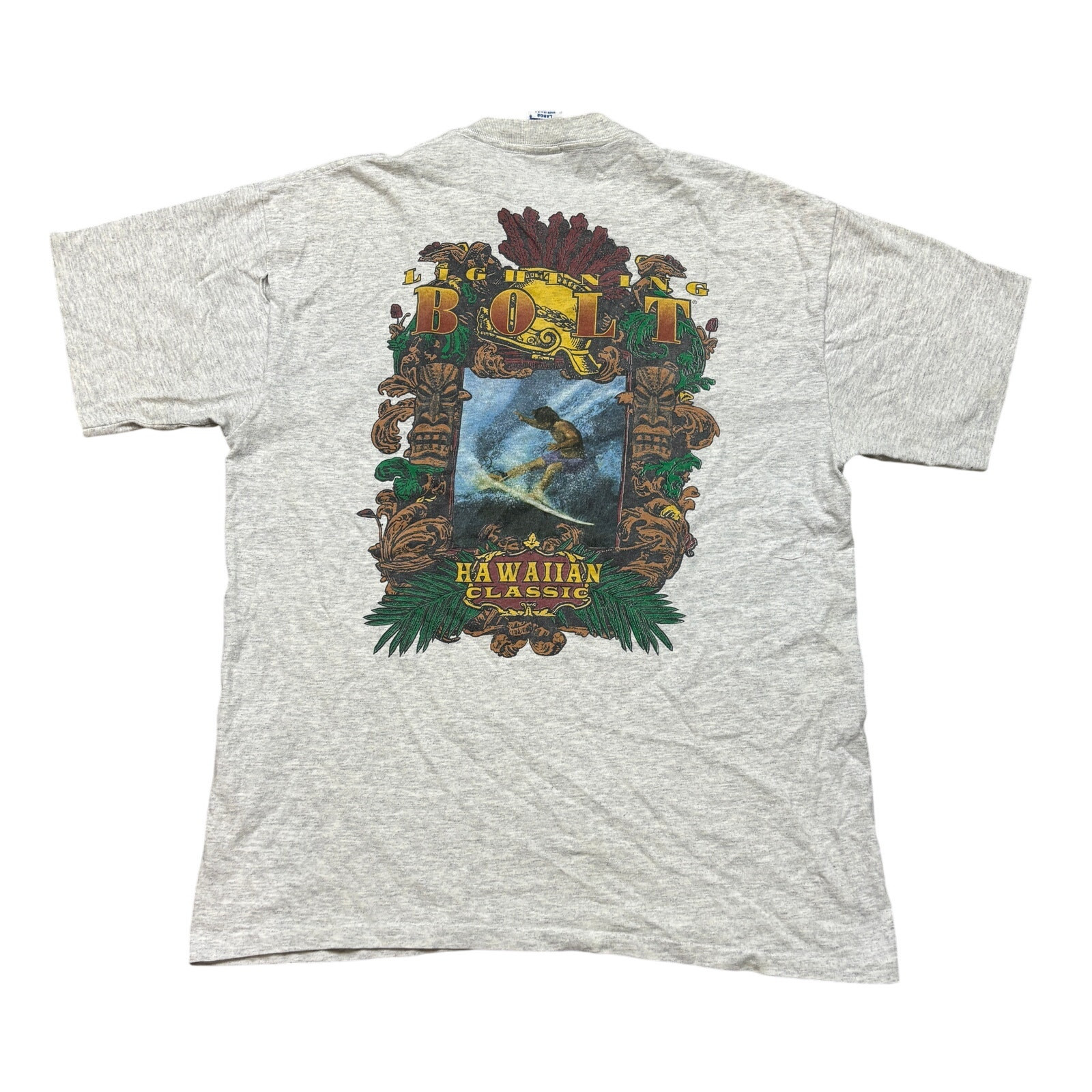 Vintage 90s Lightning Bolt Hawaiian Classic Surf Single Stitch