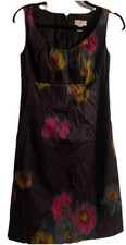 NWT $69.00 Loft Ann Taylor Black Dress w/ Bright Watercolor Florals Dress Size 0