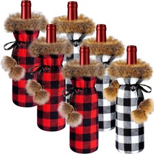 6 Pack Christmas Buffalo Plaid Wine Bottle Cover Plaid Sweater Wine Bottle Holde