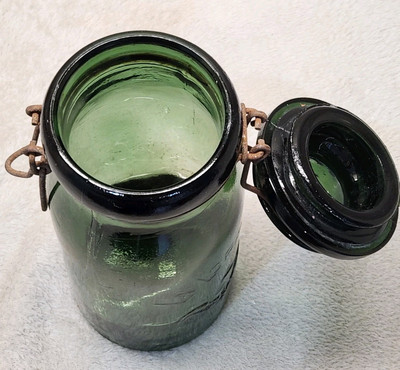 Ancien Bocal La Lorraine – Verre Fumé Vert – Emblème Chardon – 1L – Vintage