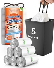 5 Gallon 120 Counts Strong Drawstring Trash Bags Garbage Bags by RayPard, Sma...