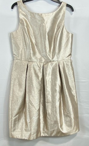 White House Black Market Womens Gold Metallic Sleeveless Dress Size 12 NWT