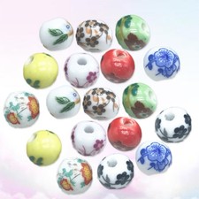 Colorful Ceramic Spacer Beads 100Pcs DIY Loose Beads Ink Pattern for Jewelry