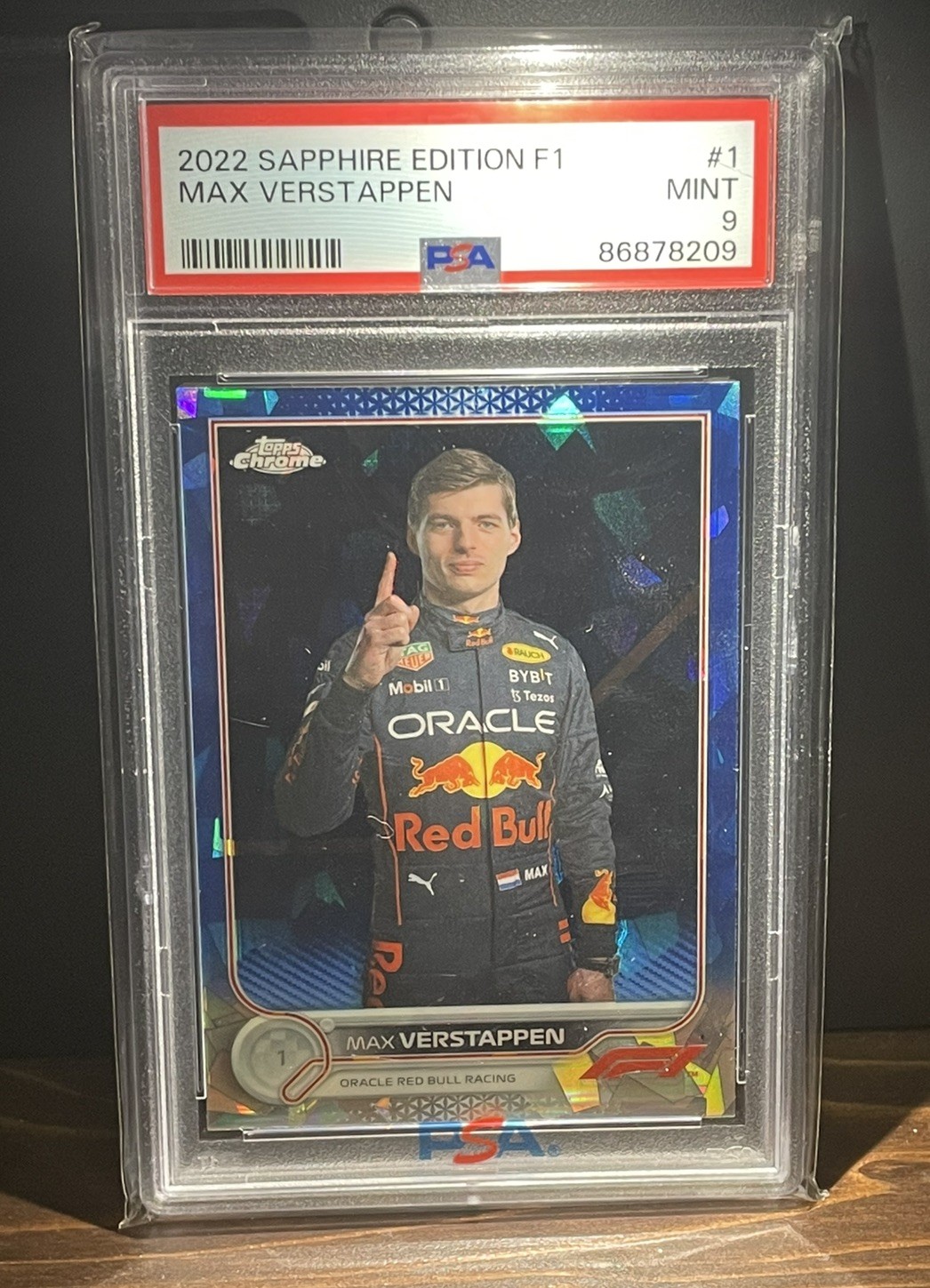 2022 Topps Chrome Formula 1 F1 Sapphire Max Verstappen Portrait PSA 9 - Red Bull