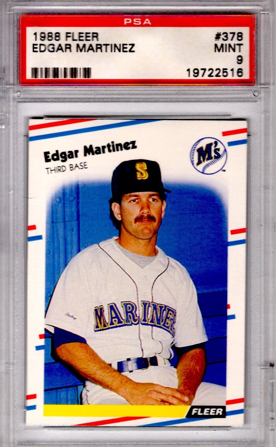 1988 Fleer Edgar Martinez PSA 9 MINT # 378 RC Rookie