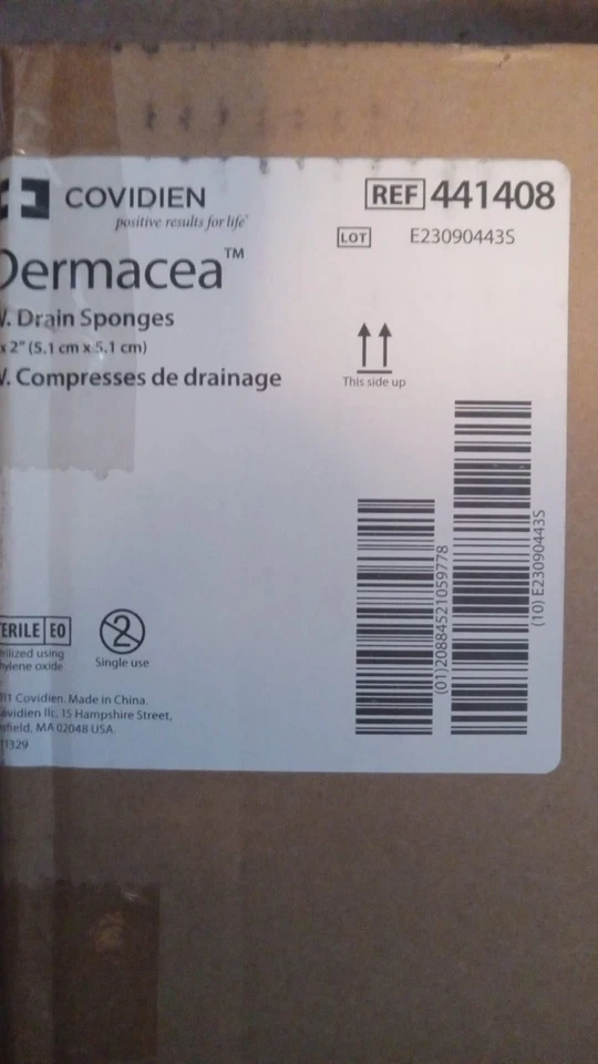 Estojo Covidien de esponjas de drenagem de dermacea 1400 CT 2×2 referência # 441408 - Imagem 2 de 2