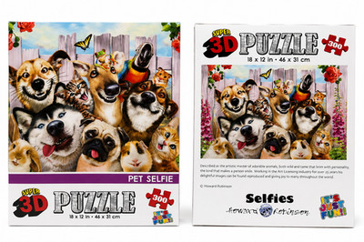3D Pet Puzzle 300 Pc Lenticular Pet Selfie Dogs Cats 18x12