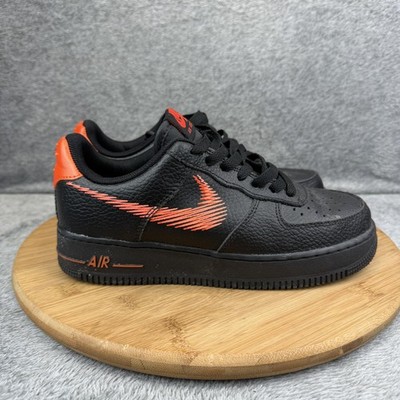 Nike Air Force 1 Low Shoes Womens Size 7 Black Orange Sneakers DN4928-001