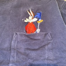 Vintage 90s LT Looney Tunes Classic Coyote Roadrunner pocket t-shirt Size XXL