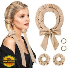 Khaki Heatless Curls Overnight Hair Curlers Long Hair