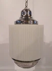 Antique Art Deco Skyscraper Light Fixture Vintage Pendant Milk Glass 1930’s