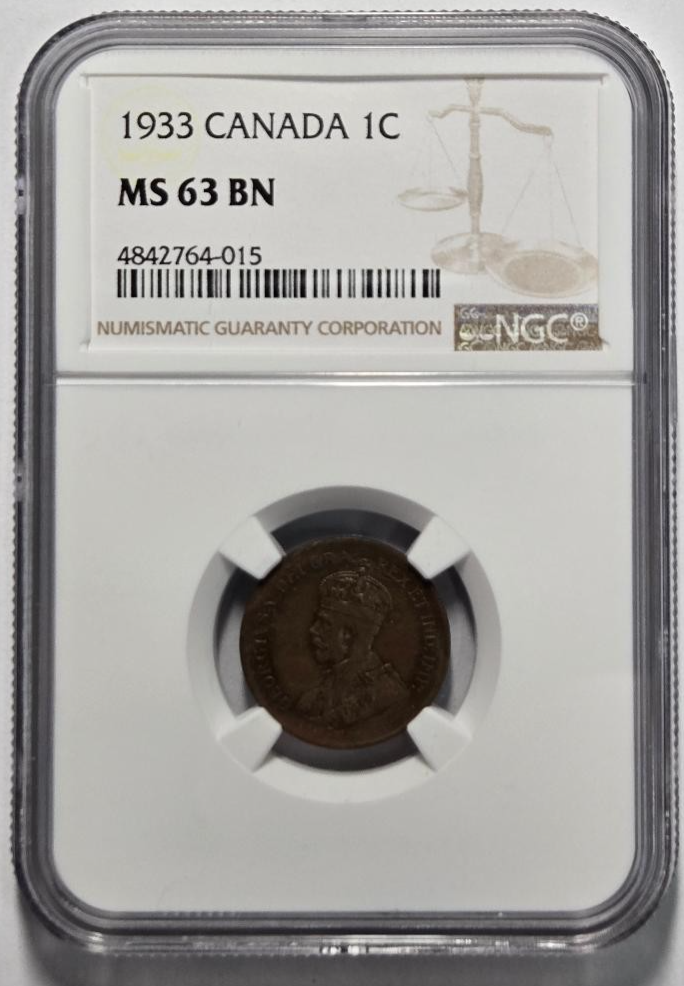 1933 CANADA 1 CENT NGC MS 63 BN Certified Coin | eBay
