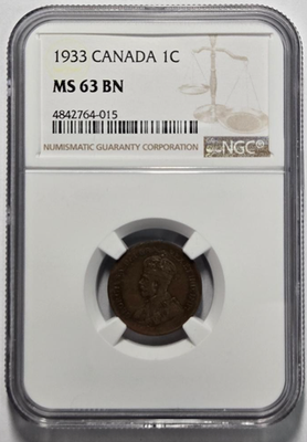 1933 CANADA 1 CENT NGC MS 63 BN Certified Coin | eBay
