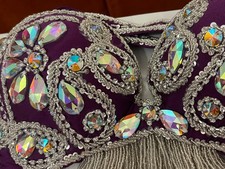 Luxurious premium quality elegant purple Professional belly dance costume.