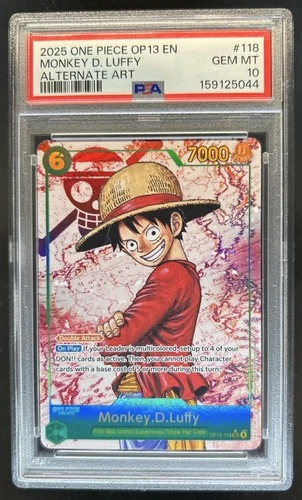 2025 One Piece Monkey D. Luffy Secret Rare Atl Art Alternative #OP13-118 PSA 10