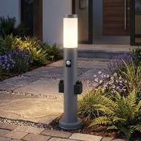 Garten AußEn Lampe Bewegungsmelder Steckdosen Steh Leuchte Edelstahl Anthrazit