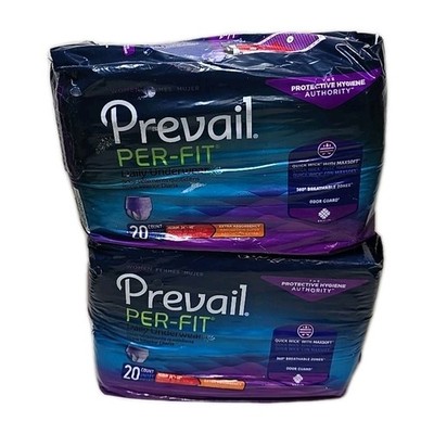 2 Prevail Disposable Underwear Female Medium Extra 20 Ct 40 Total  X2 Lot