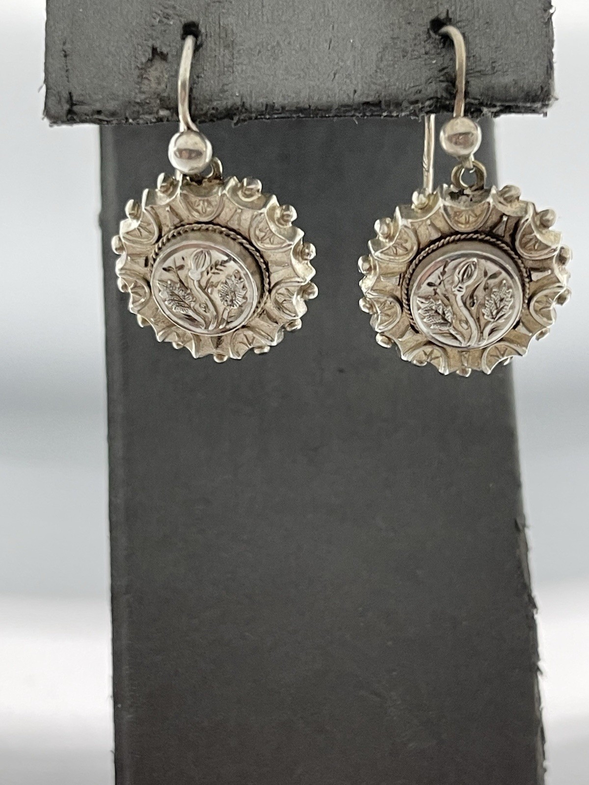 Victorian Repoussé Flowers Circular Sterling Silv… - image 9