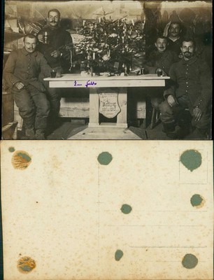 Photo Christmas in the Field, Soldiers Christmas Tree WW1 1916 Private Photo