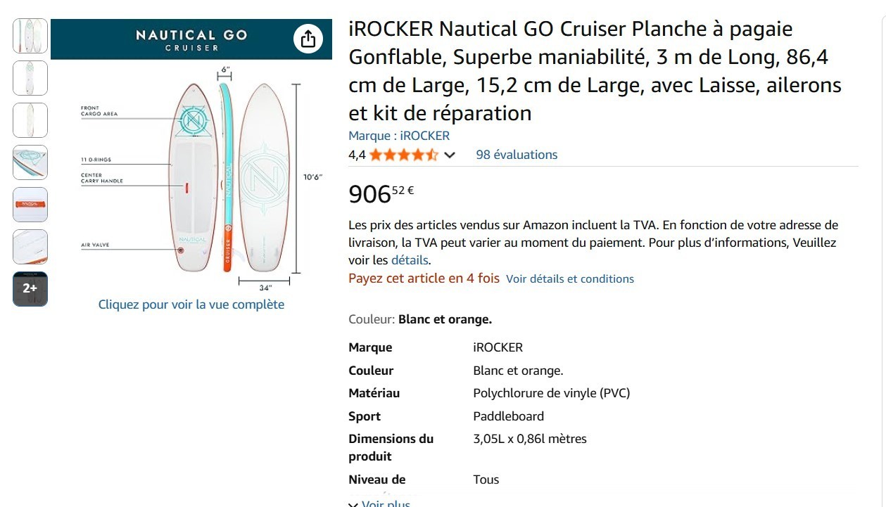 Planche gonflable iRocker paddle stand up construction dropstitch pro