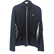 Adidas Track Jacket Womens Medium Black Full Zip Sportswear Athleisure Sporty