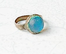 Original antique silver ring with a blue stone, old jewelry, ring.