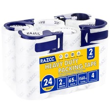 Clear Packing Tape, 24 Rolls Heavy Duty Packaging Tape with Dispensers for Pa...