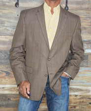 Tommy Hilfiger Wool Blend Brown Dual Vent Plaid Blazer Sport Jacket 44R
