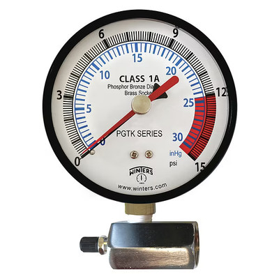 #ad Winters Pgtk315cm Pressure Gauge 0 To 15 Psi 1 4 In Mnpt Black $85.00