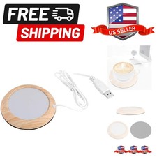 USB Cup Warmer Coaster Coffee Mug Warmer for Desk, Heating Pad Desktop Wood G...