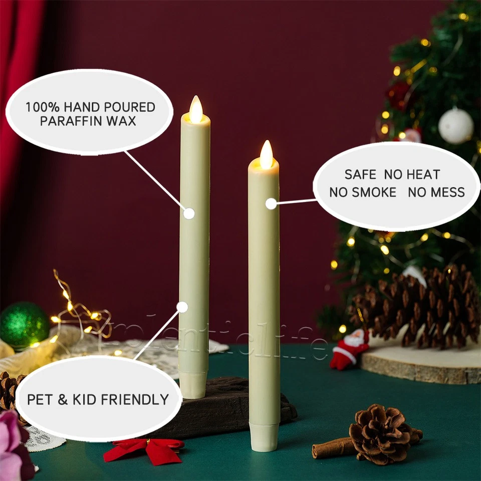 Juego de 2 4 velas cónicas de cera sin llama Luminara marfil con llama danzante Foto 3 de 4