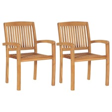 Outdoor Patio Stacking Garden Dining Chairs Teak Wood Outside Seats 2 4 6 8 pcs
